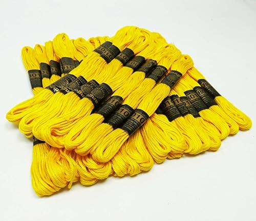 IBA Indianbeautifulart 25 Pcs Jaune Fil de Coton Skein Tapisserie Couture Floss Broderie au Point de Croix - Nail Gallerys
