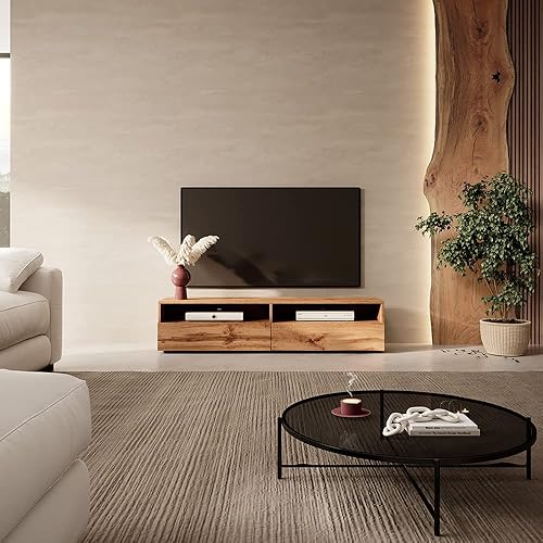 Selsey REDNAW Meuble TV Moderne pour Salon, Debout/Suspendu, 140 cm de Large, chêne Wotan Mat sans LED - Nail Gallerys