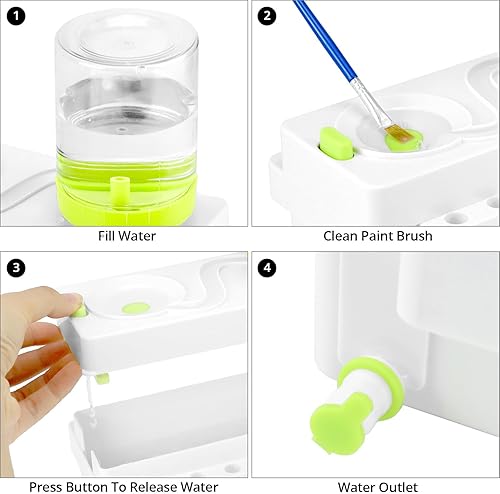 QWORK® Rinceur de pinceaux, nettoyant pour pinceaux avec étagères pour pinceaux, rinceur à cycle d'eau, vert - Nail Gallerys