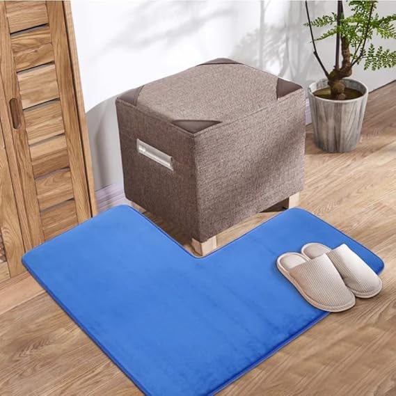 XLDZ Tapis de bain en forme de L en microfibre ultra douce et absorbante, pour salle de bain, chevet, canapé, salon - Coin antidérapant, essentiel pour la décoration d'intérieur (café) - Nail Gallerys