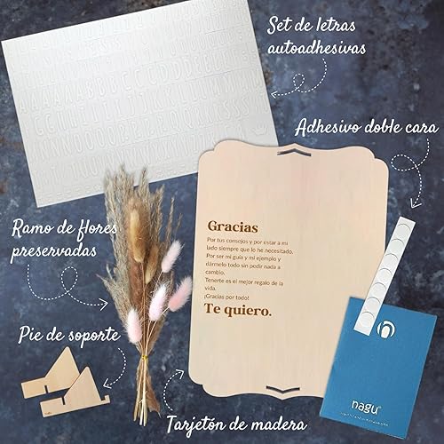nagu® Cadre Photo Multiple Bois 22x30 cm - Cadeaux Personnalisé Femme avec Lettres Autocollantes - Cadeau pour sa Copine - Décorations Amour Amitié Famille - Carte de Vœux Grand Format - Nail Gallerys