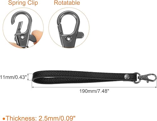QUARKZMAN Sangle de Poignet en Cuir, 190mm/7,48' Lanière de Poignet en Cuir de Remplacement pour Portefeuille, Sac à Clés, Bricolage (Noir, Noir) - Nail Gallerys