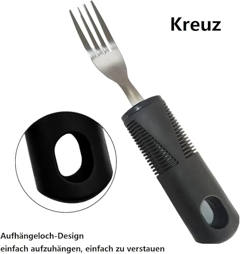 Ensemble de couverts 4 pièces avec poignées extra larges pour une prise en main facile Couverts idéaux pour les personnes âgées handicapées et les patients atteints d'arthrite de Parkinson - Nail Gallerys