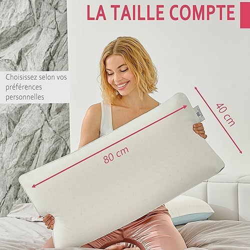 KAMASANA Arctic Oreiller Cervical 40x60 cm – Oreiller Ergonomique en Mousse à Mémoire de Forme – Coussin Orthopédique Rafraîchissant – Soutien pour Douleurs au Cou et Épaules – Confort Durable - Nail Gallerys