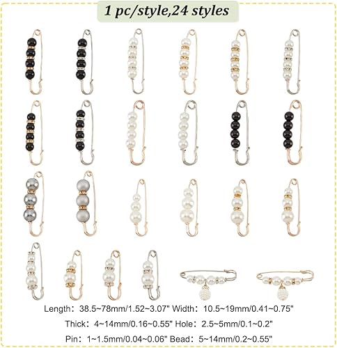 PH PandaHall 24pcs Perle Broches Mode Chandail Châle Clip Strass Collier Broches pour Femmes Vêtements Robes Sacs Décoration Accessoires Pantalon Taille Serre Épingles de Sûreté Jupe - Nail Gallerys