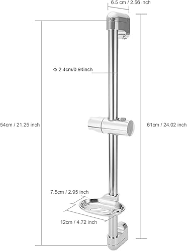 Bras de douche Supports de montage de douche en acier inoxydable Barre de douche réglable avec douchette réglable pour lève-personne simple avec porte-savon G1 / 2 ' - Nail Gallerys
