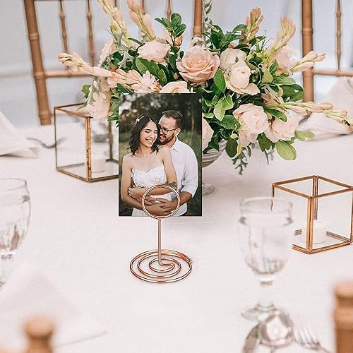 RHQFDM 20 Pièces Mini Porte Numéros de Table en Métal,Porte Cartes de Mariage en or Rose,Rond en Petit Porte Cartes de Table,Pour les Décorations de Fêtes de Mariage - Nail Gallerys