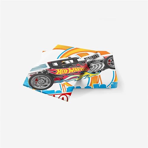 Parure De Lit 100% Doux Confortable Microfibre Voiture De Sport Hot Wheels - 1 Housse De Couette + 2 Taies d'oreiller 80 X 80 Fermeture Éclair Rose Gris (140 x 200 cm,Course 02) - Nail Gallerys