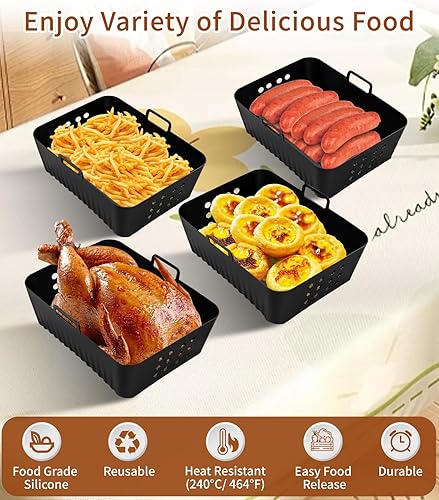2 pièces Moule Silicone Air Fryer pour Ninja Foodi Dual Zone AF400EU 9.5L, Accessoires Air Fryer pour Ninja Double Stack XL SL400EU, parfaits comme Plat Air Fryer pour une cuisson polyvalente - Nail Gallerys