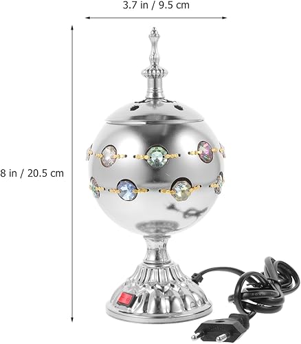 Zerodeko Brûleur d'encens électrique bakhoor - Brûleur d'encens arabe USB - Porte-encens musulman pour la maison - Argenté - Nail Gallerys