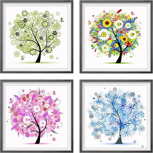 LOMTRATS Kit de broderie au point de croix estampé 11 CT - Kit de démarrage à faire soi-même - Arbre de vie - Printemps - Pour débutant ou débutant - Nail Gallerys