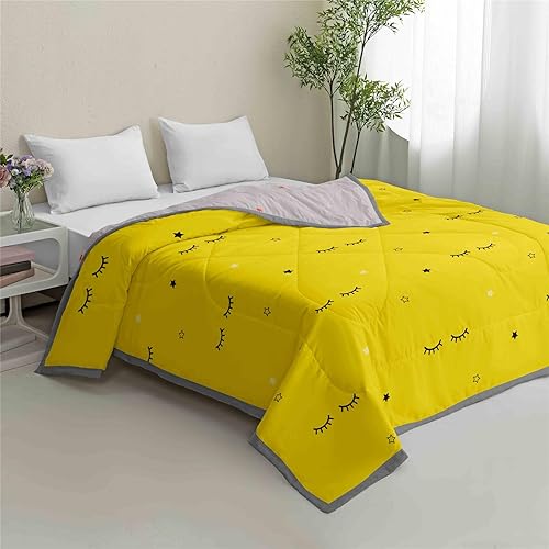 Odot Couette 150x200 200x200 220x240 Ete Legere, Couette Couette Réversible sans Housse pour 1/2 Personnes Douce et Confortable Lavable Edredon Couverture, Imprimé Classique (Jaune,155x220cm) - Nail Gallerys