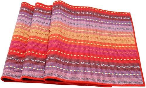 Sets de Table, Lot de 6 Set de Table tressé en Coton Résistant à la Chaleur,Anti Usure,Facile à Nettoyer et Stocker,pour Table de Cuisine 45cmx30cm (Red) - Nail Gallerys
