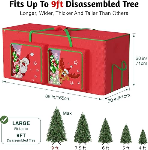 Alupssuc Sac de Rangement pour Sapin de NoëL 280cm,Sac de Transport Rangement pour Boules de NoëL Oxford 600d Robuste et Durable, Sac de Rangement éTanche, Poche LatéRale Avec Motif Mignon-Rouge - Nail Gallerys