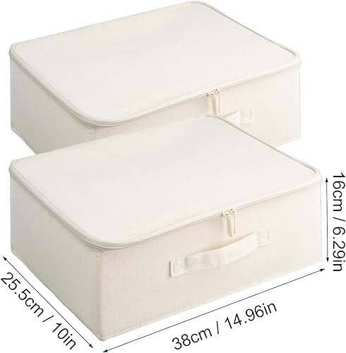 2 pièces Boite de rangement avec couvercle, Grande capacité Pliable Bac de rangement tissus avec poignées et double fermeture éclair, Lavable boite de rangement pour ranger couvertures vêtements - Nail Gallerys