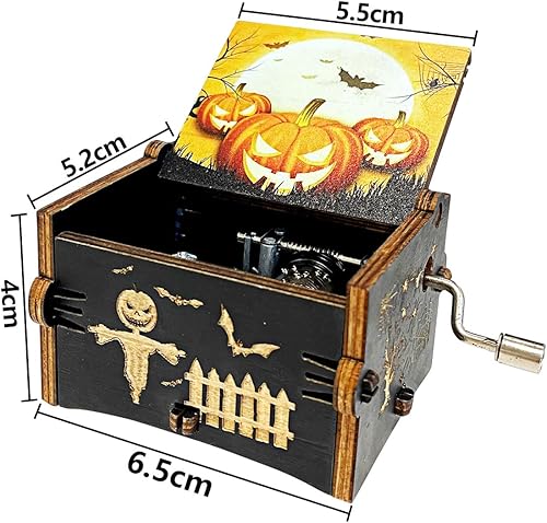 DSTLWBCS Halloween Boîte à Musique en Bois,Halloween Boîtes à Musique à Manivelle en Bois,Boite à Musique Bois,Halloween Boîtes à Musique pour Les Enfants et Les Amis Cadeaux Vacances Décorations - Nail Gallerys