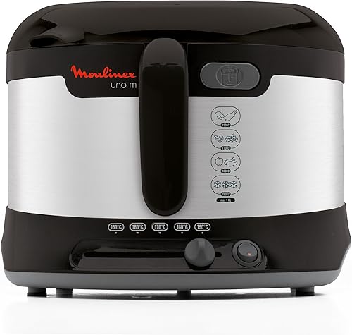 Moulinex AF 133D Friteuse Uno M, 1600 W, isolé contre la chaleur, capacité 1 kg (Noir/inox) - Nail Gallerys