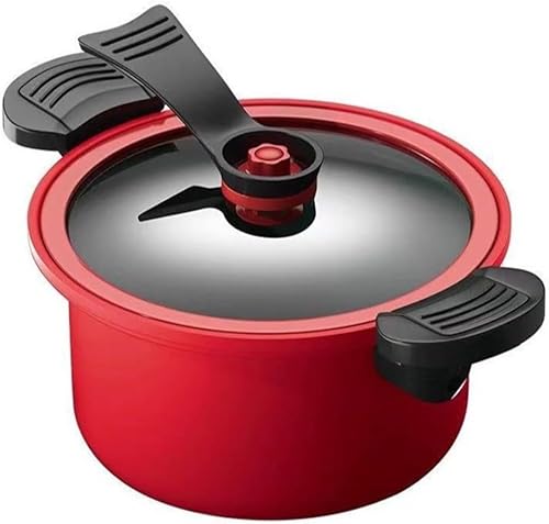 Jonikuper Casserole multifonction de 3,5 L à pression sous vide, anti-adhésive, passe au micro-ondes, casserole pour cuisson à la vapeur lente (rouge) - Nail Gallerys