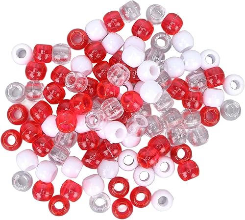 100pcs Hair Braiding Perles, Dreadlock Hair Braid Perles Diy Hair Braiding Bracelet Ornaments Bijoux Kit Pour Enfants Accessoires De Décoration Pour Filles (Blanc Rouge Transparent) - Nail Gallerys