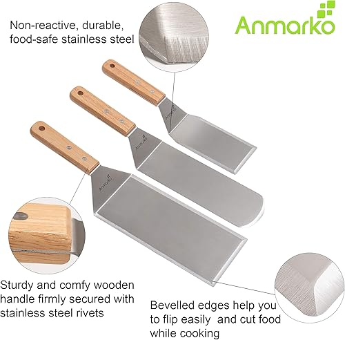 Ensemble de Spatule - Acier Inoxydable et plaque de cuisson Grattoir surdimensionné Hamburger Turner Idéal pour plaque de cuisson Grill pour barbecue et cuisson Dessus Plat - Commerciale - Nail Gallerys