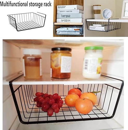 UQMIQURA Lot de 2 paniers de rangement suspendus en métal pour étagère inférieure - Panier de rangement suspendu sous armoire - Panier suspendu en métal pour cuisine, garde-manger, bibliothèque - Nail Gallerys