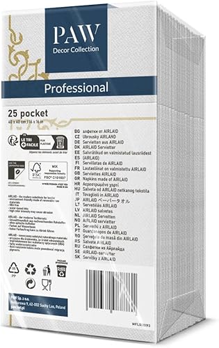 PAW Serviettes en Papier Airlaid. 40 x 40cm. Pliable 1/8 -25 pièces HoReCa. Décoration de Table. Texture de tissu classique, dorée et rose. La décoration de table parfaite pour les grandes occasions. - Nail Gallerys