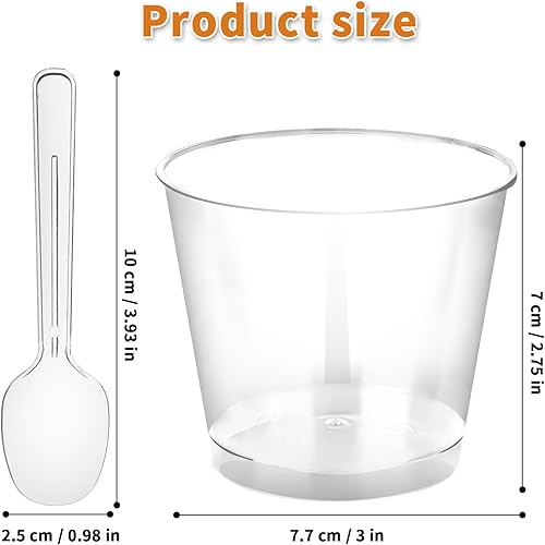 Tasses à Dessert 5 OZ/160 ML, 50 Gobelets à Dessert et 50 cuillères. Transparentes Verrine Plastique Aperitif, Verrines Plastique Aperitif trapézoïdales pour mousses, glaces, pudding, réutilisables - Nail Gallerys