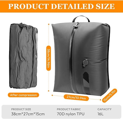 Sac à Dos Compression Sous Vide Réutilisable, Sac à Dos Sous Vide avec Zip Étanche IP67, Sac Sous Vide Vêtement Voyage Imperméable pour Valise Bagage - Nail Gallerys