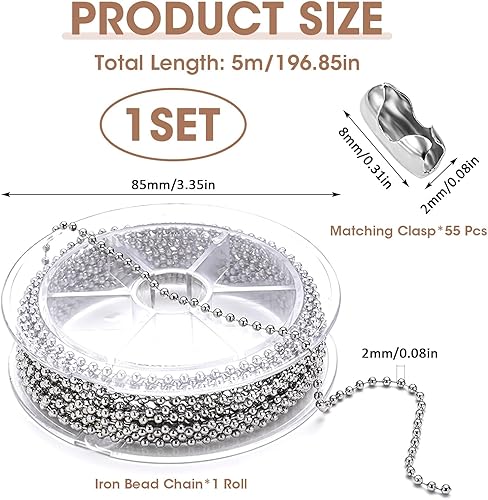 10m Chainette Acier Inoxydable Argenté avec 50 Attaches Chainette pour Fabrication de Bijoux DIY, Porte Clés, Chaîne de Pantalon et Dog Tags Chaîne Ajustable et Robuste - Nail Gallerys