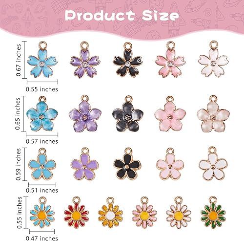 BEEFLYING Lot de 42 pendentifs assortis en forme de fleur en émail plaqué or pour la fabrication de bijoux et les loisirs créatifs - Nail Gallerys