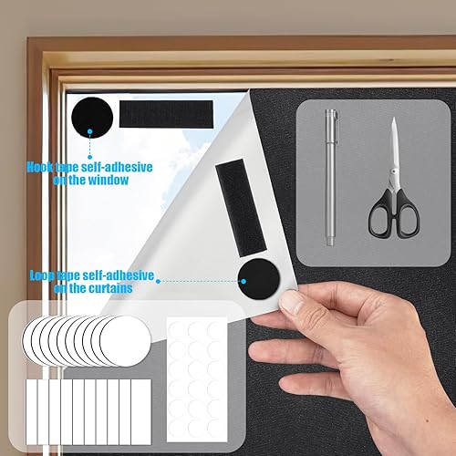 POFIBO Tissu Occultant au Mètre 300x145cm Rideau Occultant sans Percage Blackout Curtains - Protection Solaire - Portable - 100% Opaque - Store Occultant pour Fenetre de Toit pour Velux et Fenêtres - Nail Gallerys