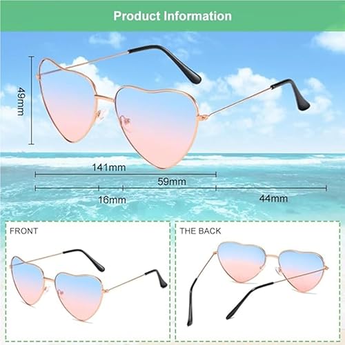 JJiaoLinin Lunettes en Forme de Coeur, 2 Paires de Lunettes de Soleil Hippies en Coeur Forme de Coeur, Lunettes de Soleil Hippie des Années 70 Cœur, pour accessoire de déguisement hippie - Nail Gallerys