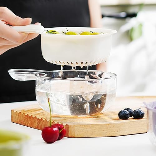 SVCEQZE Bol de nettoyage de fruits avec passoire | Petite passoire à fruits amovible – Panier de nettoyage rectangulaire pour fruits et légumes, passoire 2 en 1 avec bol – Ustensiles de cuisine pour - Nail Gallerys