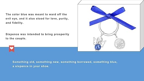 MKISHINE Quelque chose de bleu pour future mariée sur les cadeaux de mariage, bouquet d'ange de la part de maman, papa, grand-mère, sœur, amis, pièce de monnaie de six pence de la mariée avec carte de - Nail Gallerys