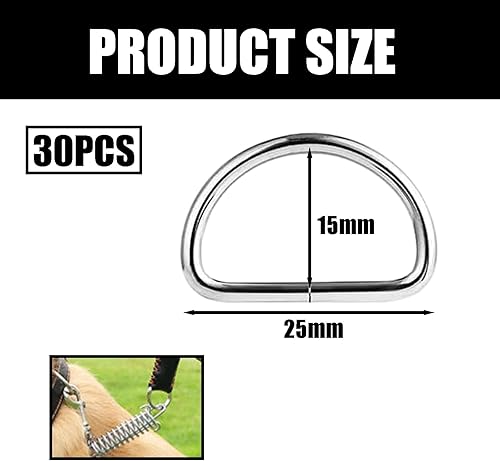 Lot de 30 anneaux en D en métal de 3 mm d'épaisseur - Ouverture non soudée - Pour sangles de 25 mm de large - Boucle en D pour sac à dos, sac à main, Silbrig, 25mm - Nail Gallerys