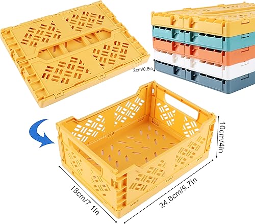 JSMTKJ 5pcs mini Paniers de Rangement en Plastique Caisse Rangement Pliante 24 x 17 x 8.5cm Miniature Paniers Pliables en Plastique pour salle de classe, chambre à coucher, bureau - Nail Gallerys