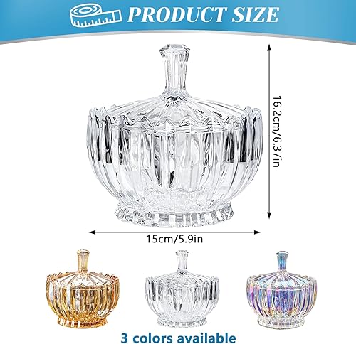 Nchdewui Bonbonniere En Verre Cristal Avec Couvercle, Conteneur En Verre De Stockage, Boîtes À Bonbons Décoratifs En Forme De Dôme, Bonbonnière En Cristal 1100 Ml Pour Mariage Buffet Candy (A) - Nail Gallerys