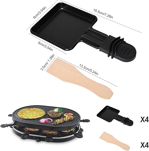 Pumwoy Lot de 4 poêlons à raclette, design pour raclette, poêlons de barbecue antiadhésifs, carrés, mini poêlons à raclette pour le barbecue électrique universel - Nail Gallerys