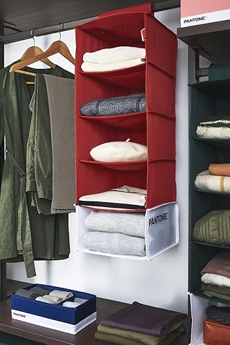 PANTONE™ Organiseur de rangement à suspendre 5 compartiments vêtements et accessoires, organisateur de placard vertical pliable, diviseurs pour armoire intérieure de rangement et vêtements 84 x 30 x - Nail Gallerys