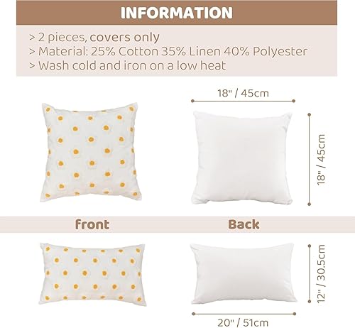 ACUSHLA Lot de 2 housses de coussin décoratives modernes de style bohème à motif floral pour décoration d'intérieur, canapé, salon, chambre à coucher, meubles de terrasse, 45,7 x 45,7 cm et 30,5 x - Nail Gallerys