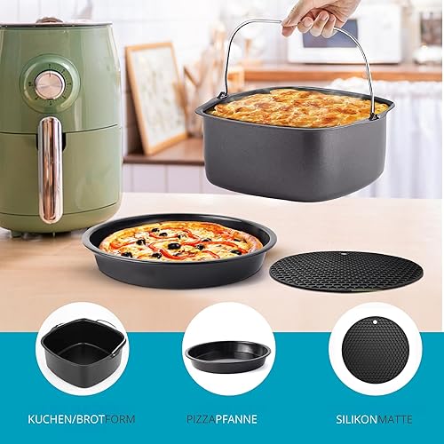 FryChef® Accessoires pour friteuse à air chaud, accessoires pour friteuse à air chaud, 18 pièces, avec moule, 100 papiers sulfurisés, pulvérisateurs d'huile, etc. Compatible avec Cosori, Philips 7,3 l - Nail Gallerys