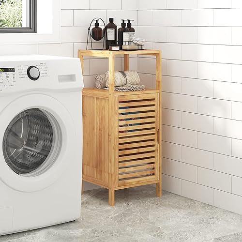 soges Meuble de Rangement en Bambou à 4 Niveaux avec Armoire de Rangement Buffet Étagères de Rangement Placard de Cuisine pour Cuisine, Salon ou Salle de Bain - Nail Gallerys