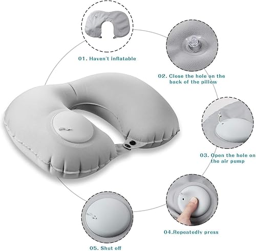 NOVAGO Coussin Oreiller de Voyage Gonflable Confortable et léger (Gris) - Nail Gallerys