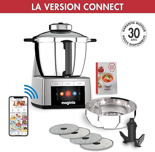 Magimix Cook Expert Connecté - Robot de cuisine Multifonction Connect 3,5L, Moteur Professionnel 1700W,Chrome mat - Nail Gallerys