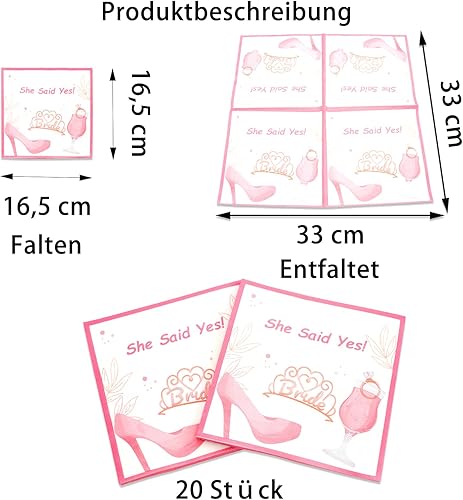 Ovanda Lot de 20 serviettes en papier rose pour enterrement de vie de jeune fille (33 x 33 cm), serviettes JGA, décoration de table, serviettes en papier, pour mariée - Nail Gallerys
