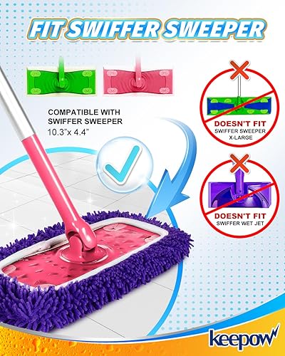 KEEPOW 12 Chiffons Réutilisables Compatibles avec Swiffer Sweeper Mop - Nail Gallerys