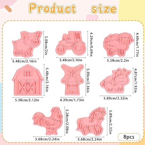 Lot de 8 emporte-pièces en forme d'animaux, tampons animaux avec motifs d'animaux de la ferme, emporte-pièces 3D amusants, kit de cuisson de cuisine, convient pour la cuisson de biscuits et la - Nail Gallerys