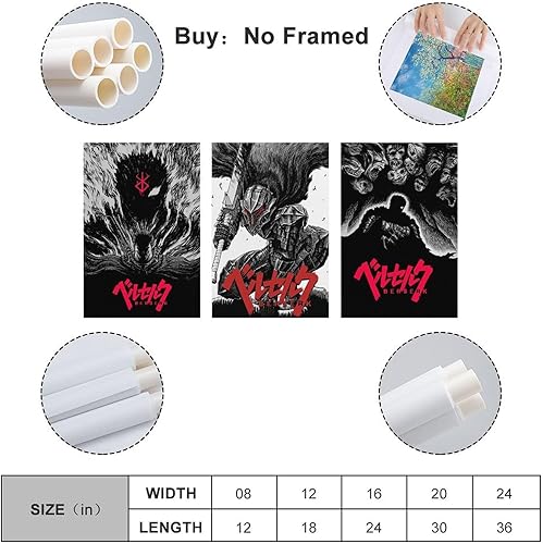 Lot de 3 posters Ble-ach Manga Anime pour chambre, art mural esthétique sur toile, décoration de chambre à coucher, 20 x 30 cm, 3 pièces - Nail Gallerys