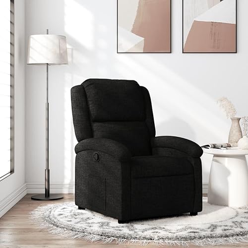 vidaXL Fauteuil Inclinable, Chaise de Relaxation avec Dossier et Repose-Pied, Siège Inclinable, Fauteuil TV de Salon, Moderne, Noir Tissu - Nail Gallerys