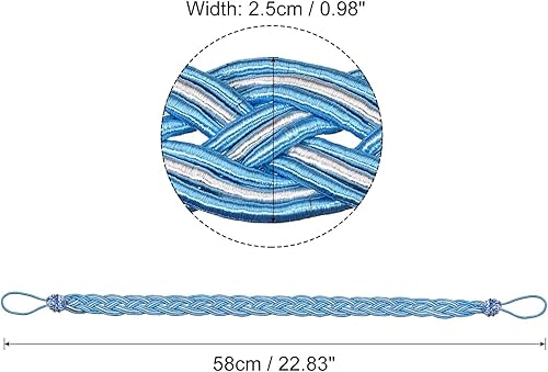 QUARKZMAN 2Pcs Embrasses de Rideaux 58cm/23 Attaches de Draperie Tressées avec 2 Crochet Métalliques Bleu/Argent - Nail Gallerys